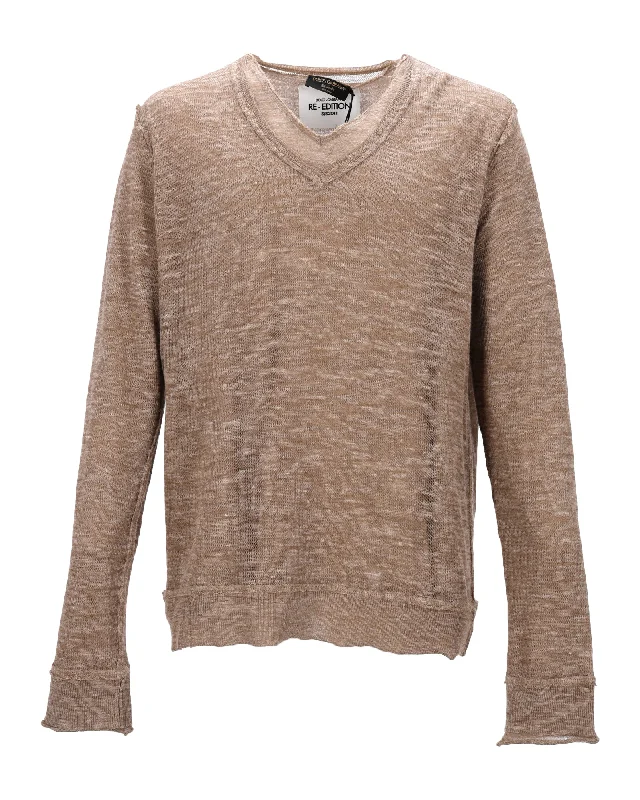 Dolce & Gabbana Distressed Sweater in Beige Polyester