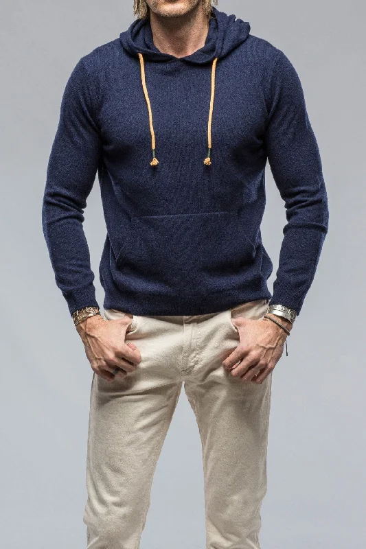 Florio Hooded Cashmere Sweater in Navy