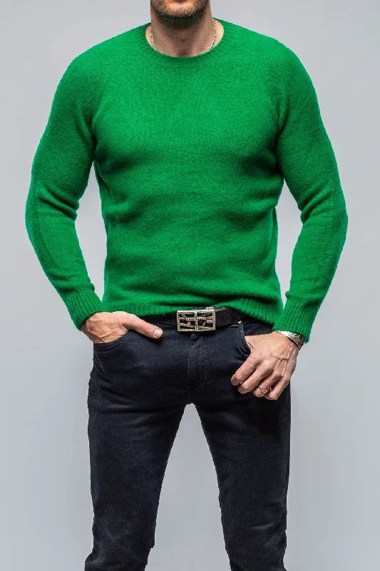 Henry Crew Neck Cashmere Sweater In Apple Green