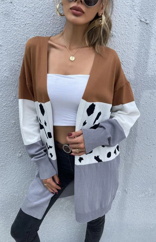 Leopard Print Women Cardigan Sweater