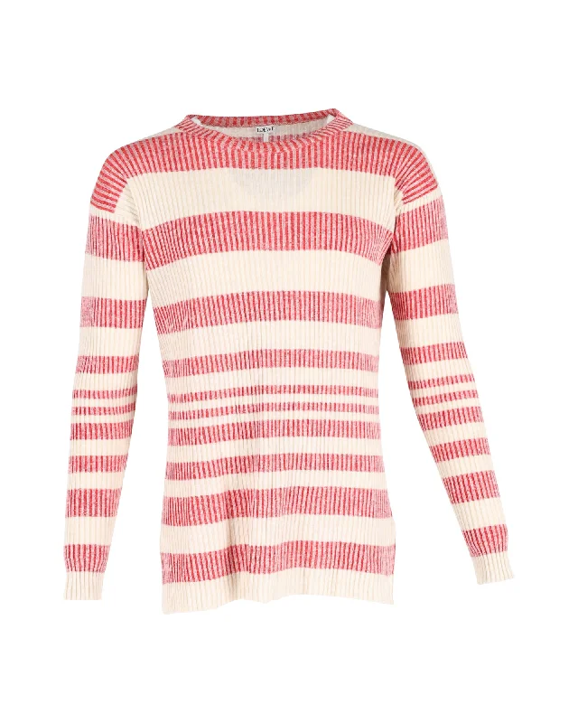 Loewe Rib-Knit Striped Sweater in Red Wool