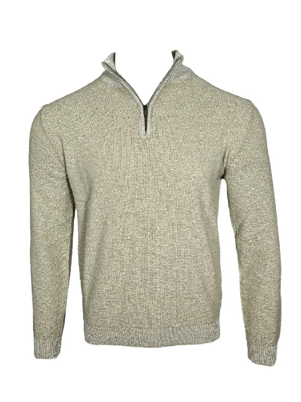 Men Summer Mouline 1/4 Zip Sweater In Celery