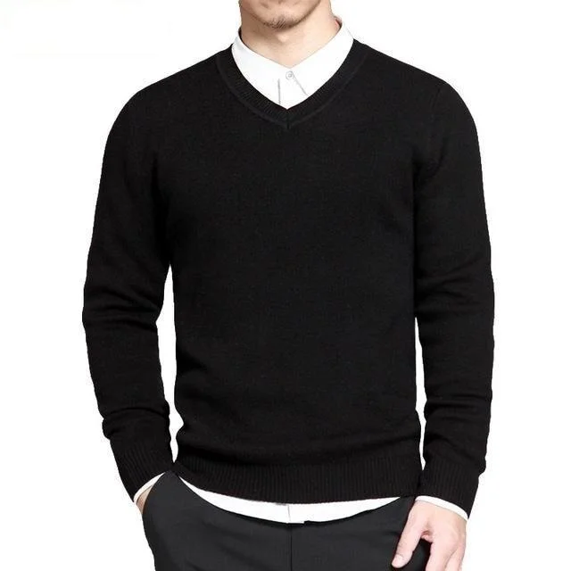 Spring Wear V-neck Cotton Knitted Thin Sweater and Pullovers for Men