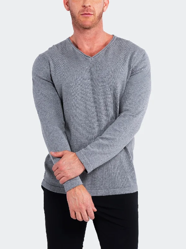 Sweater V-NeckPiping Grey