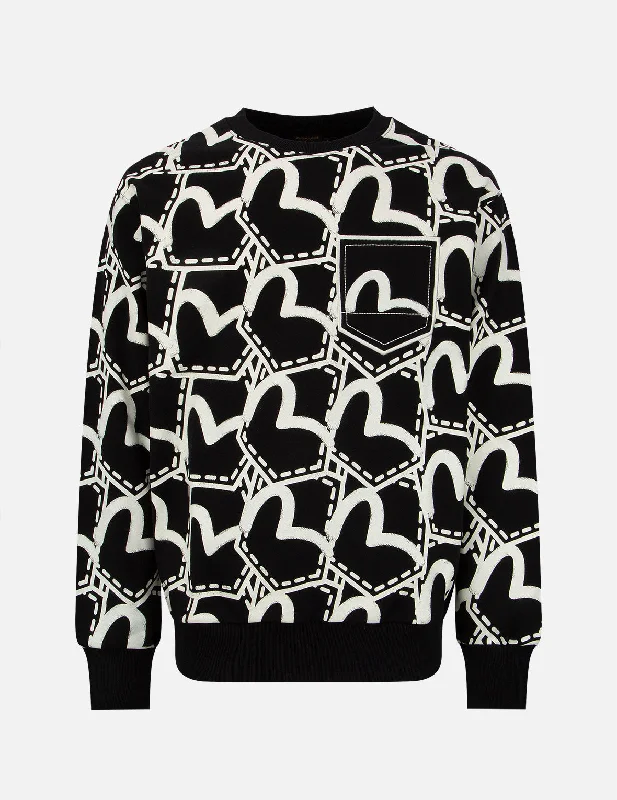 Allover Seagull Pocket Graphic Print Sweatshirt