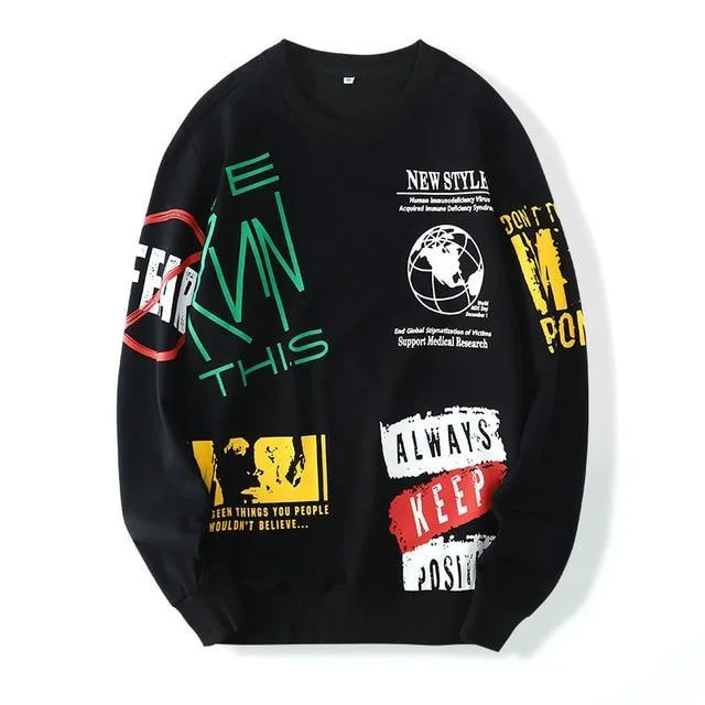 Always Keep +VE Plus Size Graffiti Sweatshirt For Men