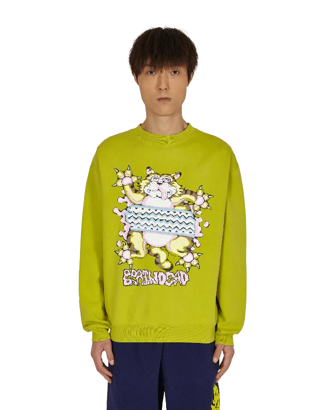 Relaxed Cat Crewneck Sweatshirt Green