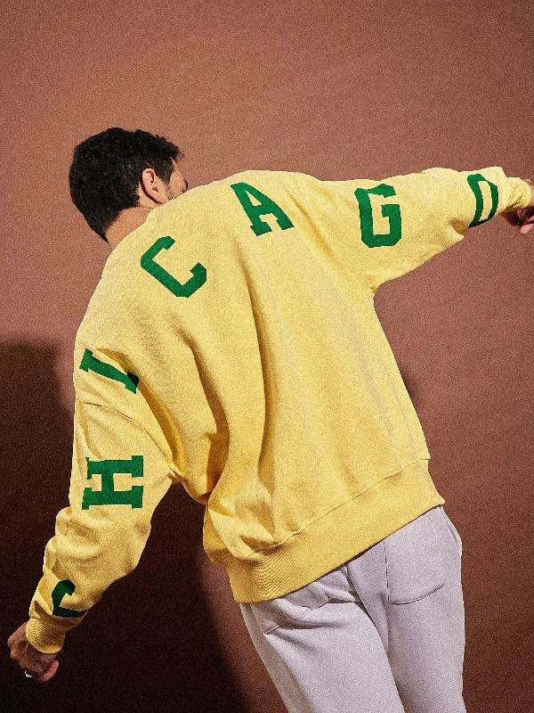 Men Yellow CHICAGO Oversized Sweatshirt