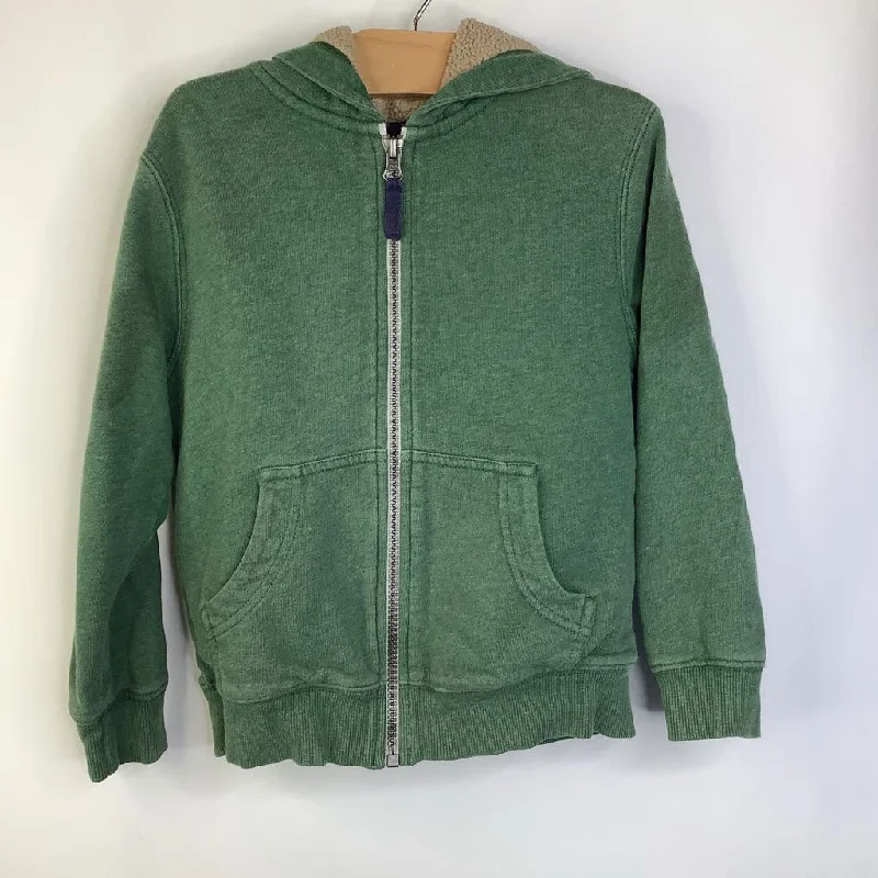 Size 5 (110): Hanna Andersson Green Sherpa Lined Zip-up Sweatshirt