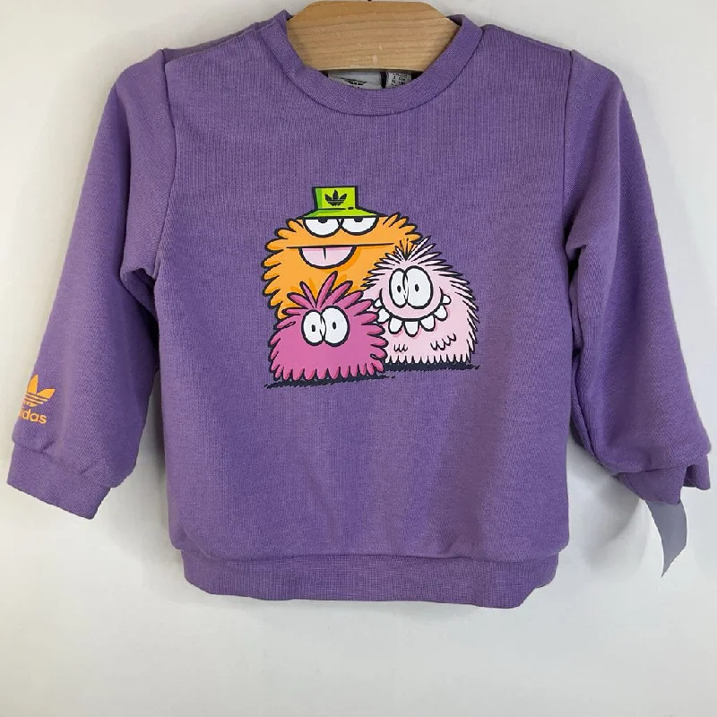 Size 9-12m: Adidas Lavender Colorful Monsters 'Together We Can Change The World' Pullover Sweatshirt