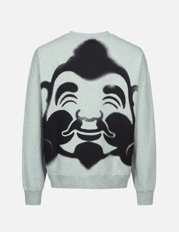 Spray-effect Godhead Print Sweatshirt with Seagull Embroidery